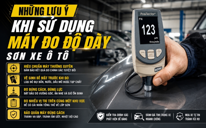 Những lưu ý khi sử dụng máy đo độ dày sơn xe ô tô