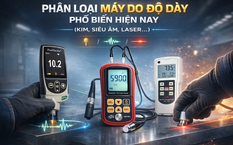 Phân loại máy đo độ dày phổ biến hiện nay (kim, siêu âm, laser…)