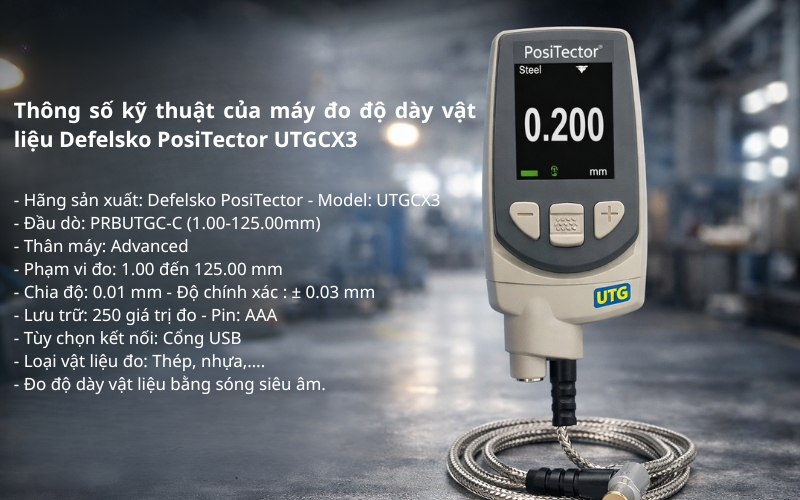 Thông số kỹ thuật của máy đo độ dày kim loại UTGCX3