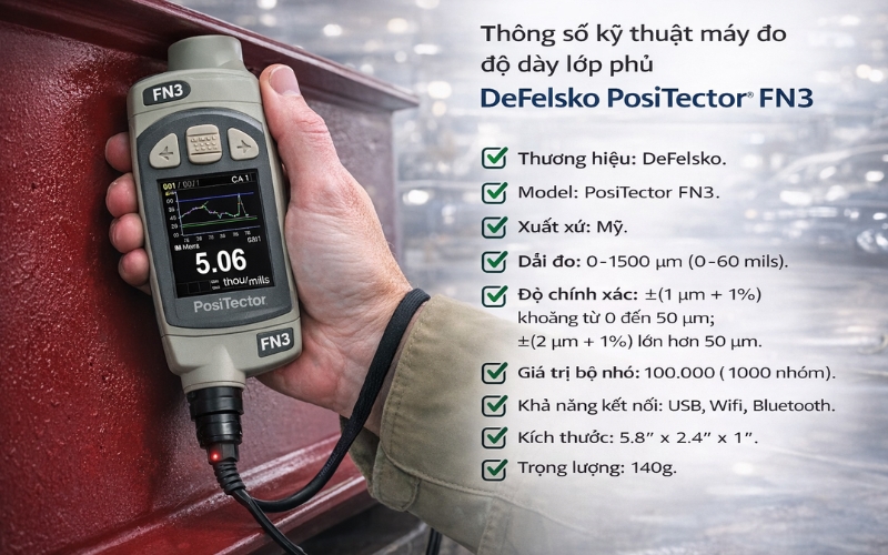Máy đo độ dày lớp phủ DeFelsko PosiTector FN3  chính hãng