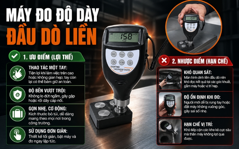 Ưu nhược điểm của máy đo bề dày đầu dò liền