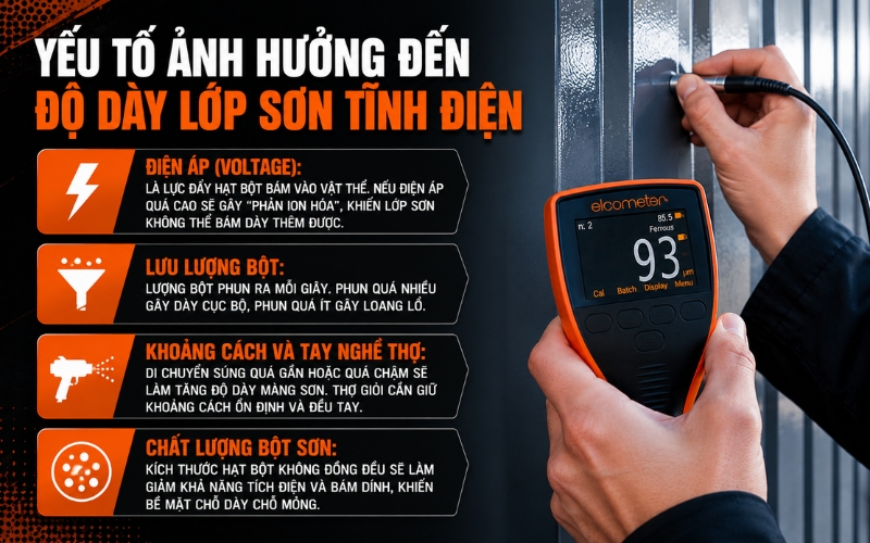 Yếu tố ảnh hưởng đến độ dày lớp sơn tĩnh điện