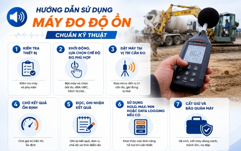 Hướng dẫn sử dụng máy đo độ ồn chuẩn kỹ thuật