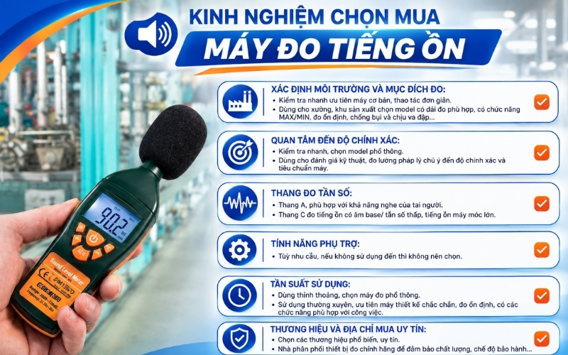 Kinh nghiệm chọn mua máy đo tiếng ồn