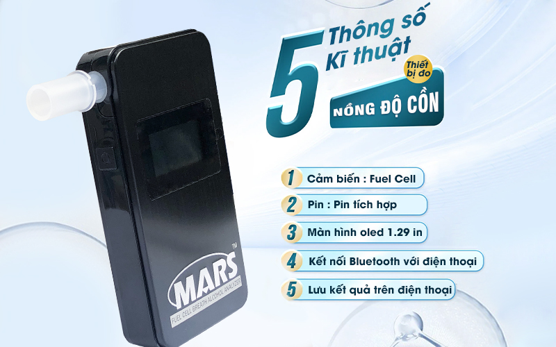 Thông số kỹ thuật máy đo nồng độ cồn MARS TM