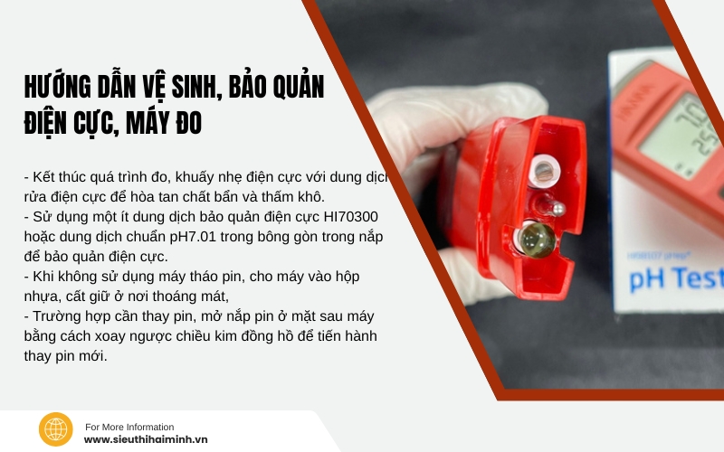Hướng dẫn cách vệ sinh và bảo quản điện cực, máy đo pH