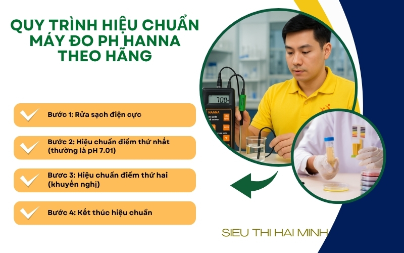 Quy trình hiệu chuẩn máy đo pH Hanna theo hãng