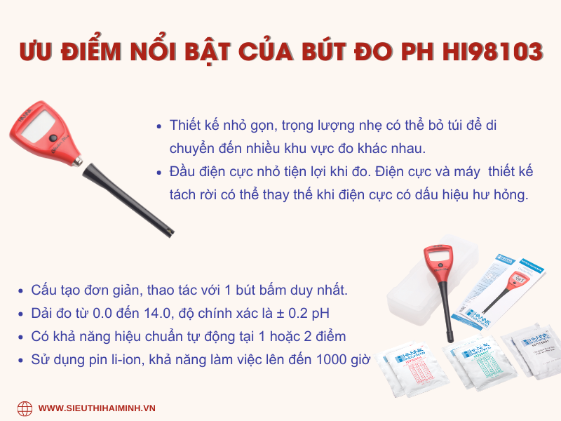 Ưu điểm nổi bật của bút đo pH HI98103