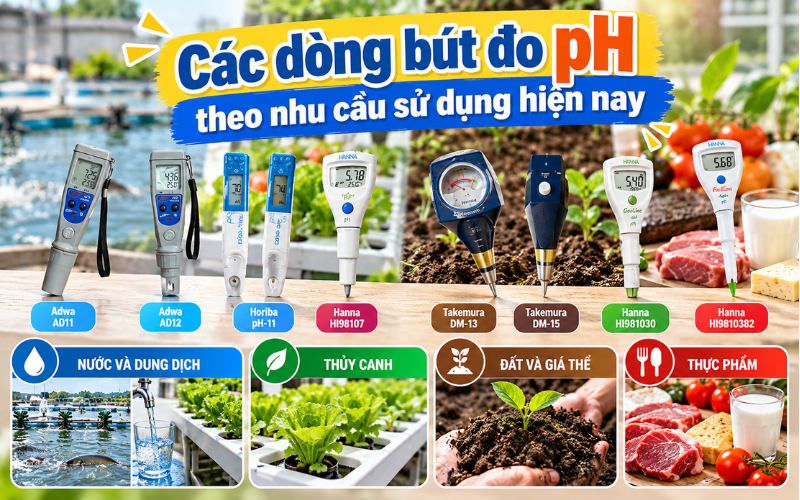 Bút đo pH nước và dung dịch Bút đo pH đất