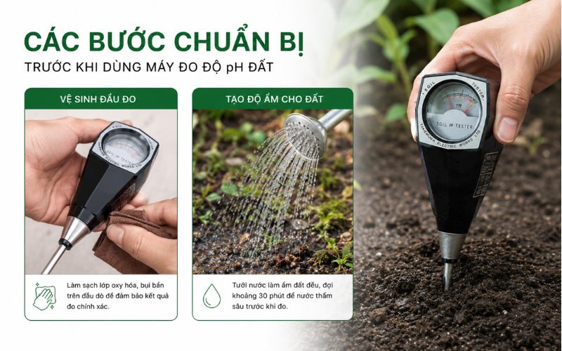 Các bước chuẩn bị trước khi dùng máy đo độ ph đất