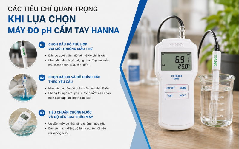Các tiêu chí quan trọng khi lựa chọn máy đo pH cầm tay Hanna
