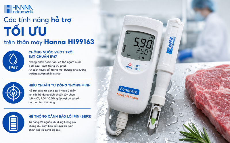 Các tính năng hỗ trợ tối ưu trên thân máy Hanna HI99163