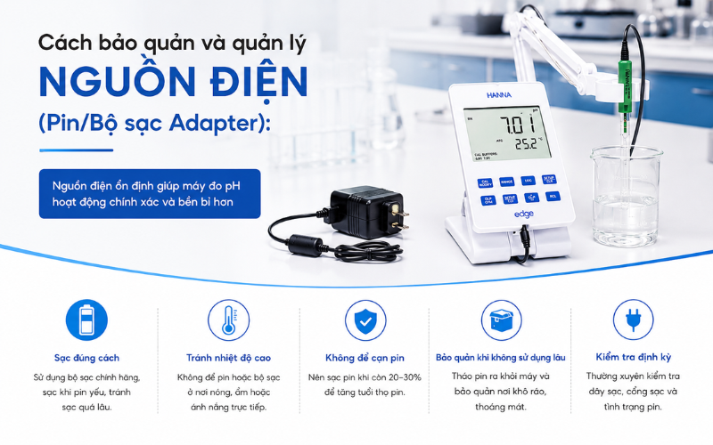 Cách bảo quản và quản lý nguồn điện (Pin/Bộ sạc Adapter)