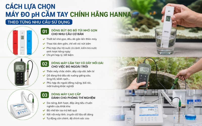 Cách lựa chọn máy đo pH cầm tay chính hãng Hanna theo từng nhu cầu