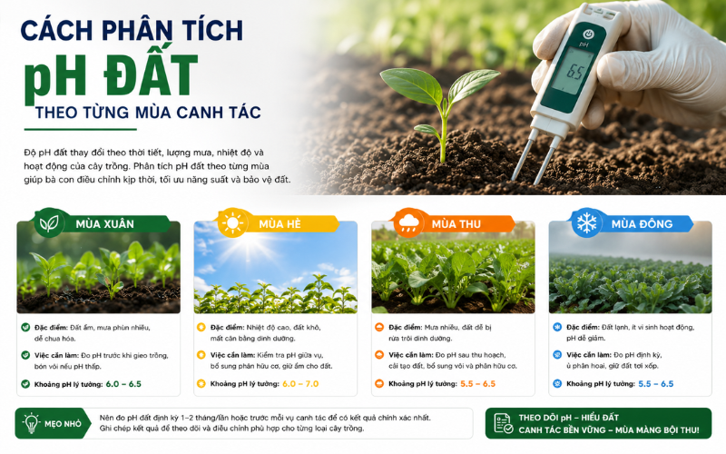Cách phân tích pH đất theo từng mùa canh tác