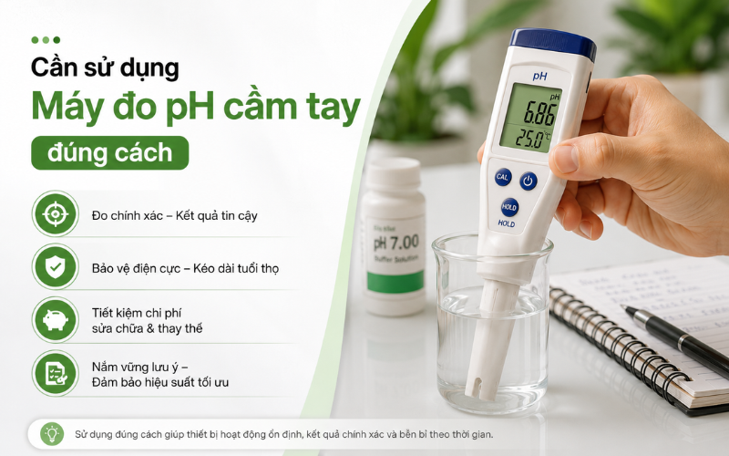 Cần sử dụng máy đo pH cầm tay đúng cách