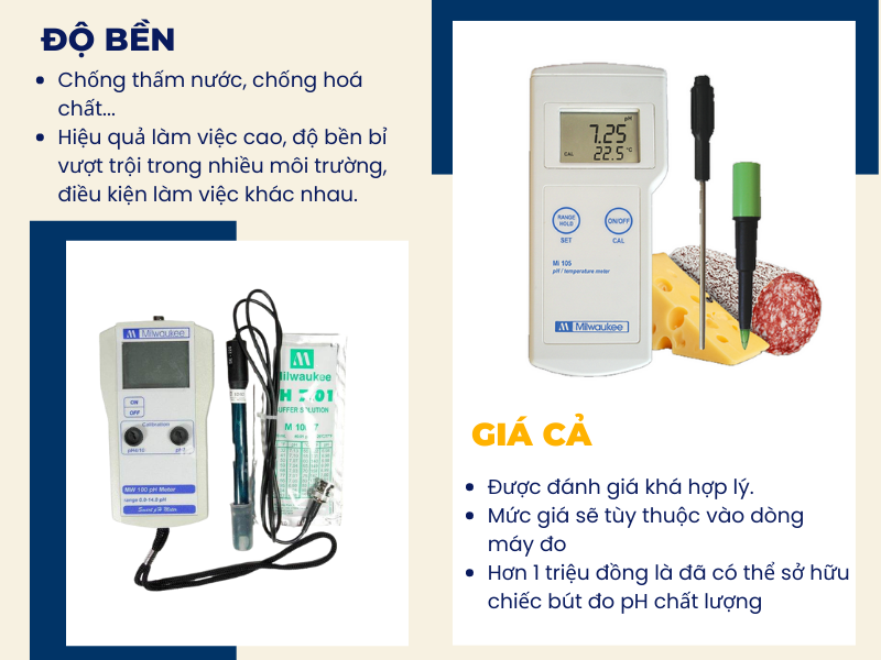 độ bền giá cả máy đo độ pH Milwaukee