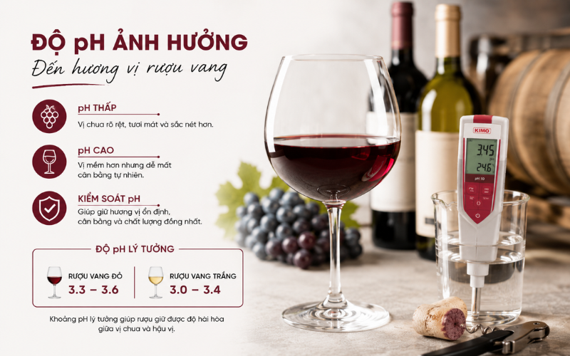 Vai trò của pH đối với chất lượng rượu vang
