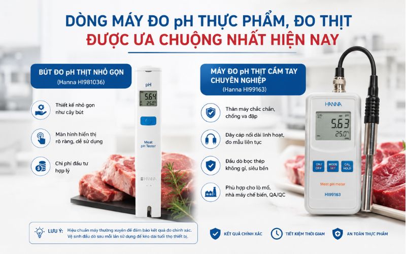 Dòng máy đo pH thực phẩm, đo thịt được ưa chuộng nhất hiện nay