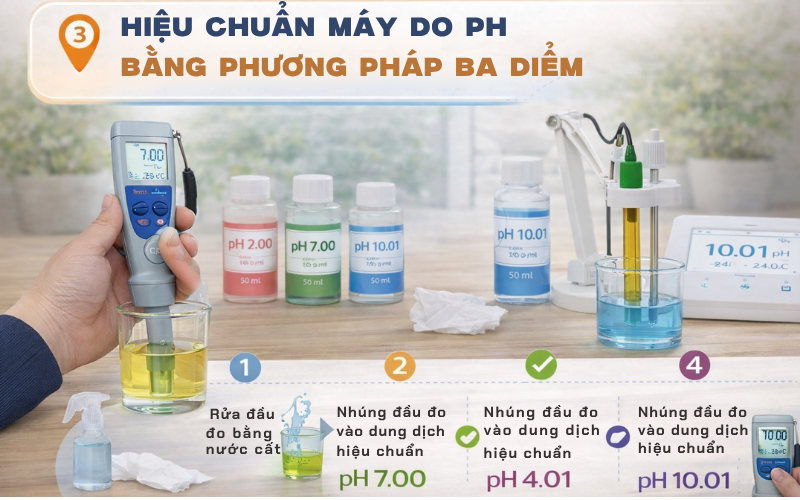 Hiệu chuẩn máy đo pH bằng phương pháp ba điểm