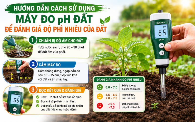 Hướng dẫn cách sử dụng máy đo pH đất để đánh giá độ phì nhiêu của đất