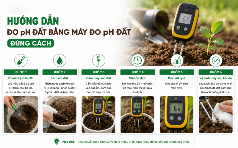 Hướng dẫn đo pH đất bằng máy đo pH đất đúng cách Hướng dẫn đo pH đất bằng máy đo pH đất đúng cách 