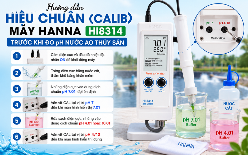 Hướng dẫn hiệu chuẩn ( Calib) máy Hanna Hi8314 trước khi đo