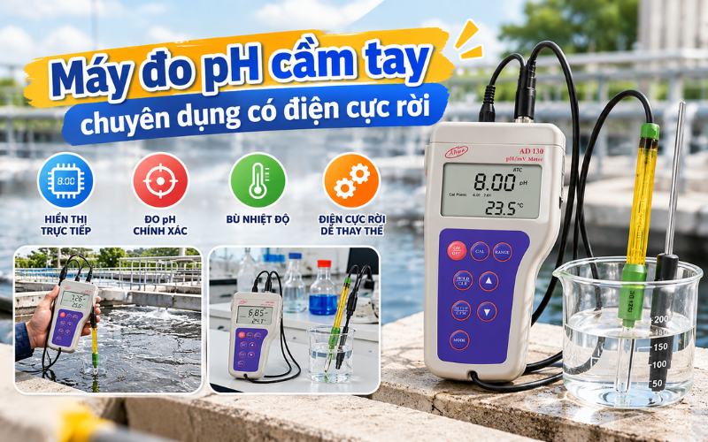 Máy đo pH cầm tay chuyên dụng có điện cực rời