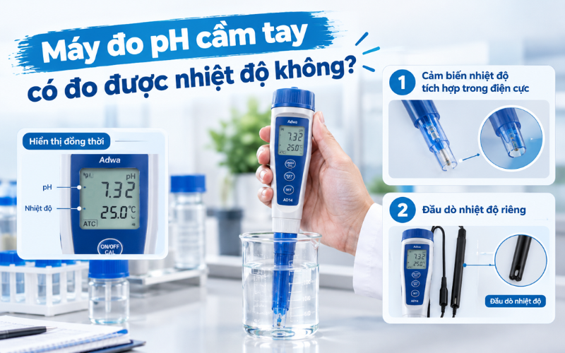 Máy đo pH cầm tay có đo được nhiệt độ không