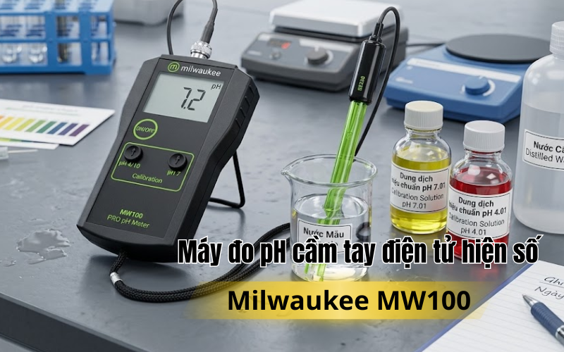 Máy đo pH cầm tay điện tử hiện số Milwaukee MW100