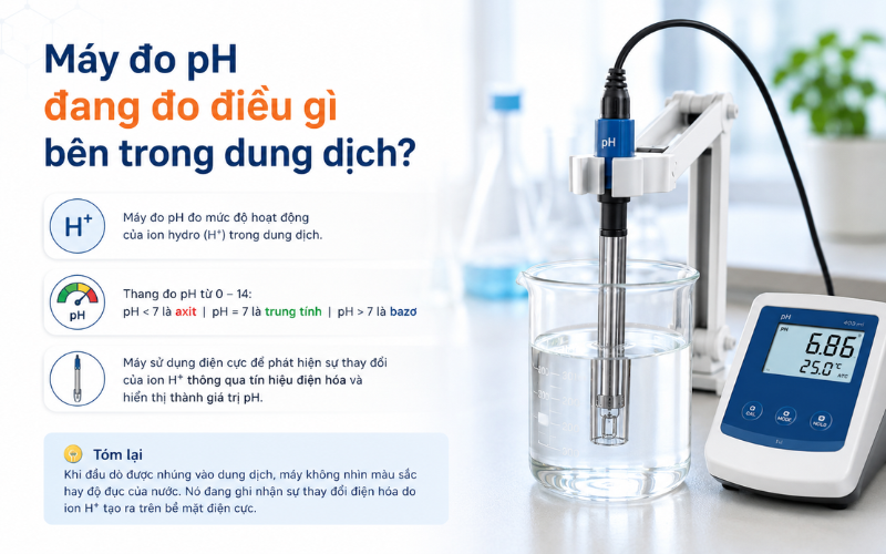 Máy đo pH đang đo điều gì bên trong dung dịch