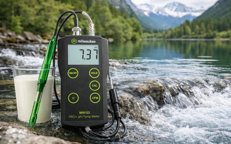 Máy đo pH/nhiệt độ điện tử MILWAUKEE MW102 + SE220