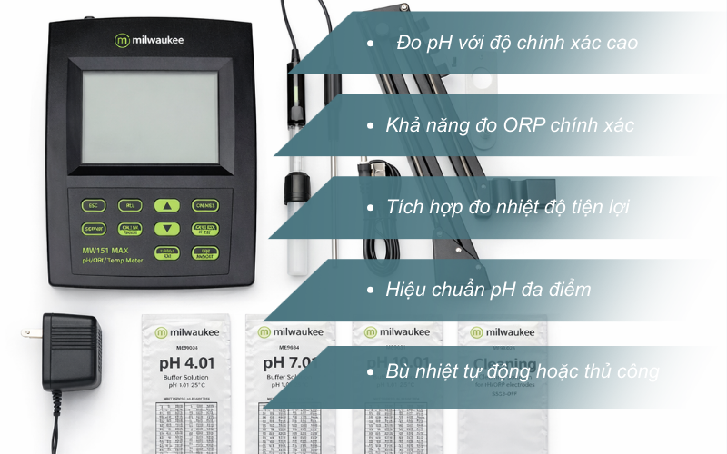 Máy đo pH, ORP, nhiệt độ để bàn Milwaukee MW151