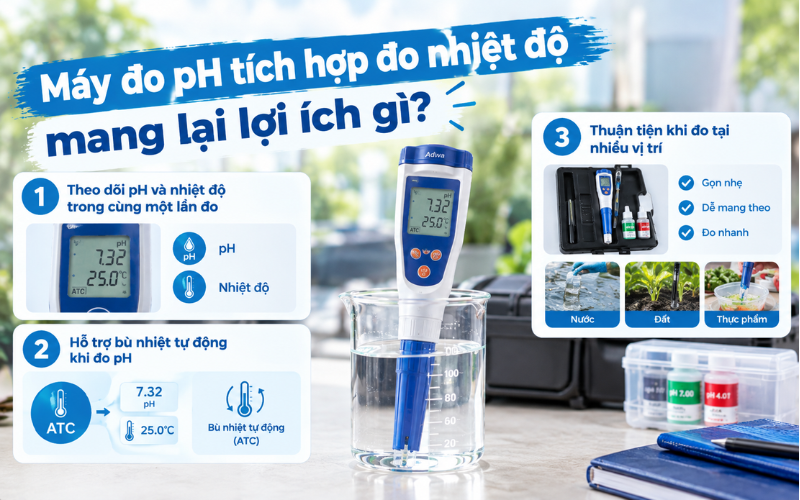 Máy đo pH tích hợp đo nhiệt độ mang lại lợi ích gì