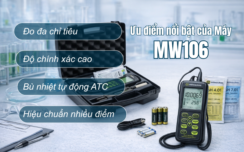 Máy đo Ph/mV/ Nhiệt độ cầm tay điện tử MW106