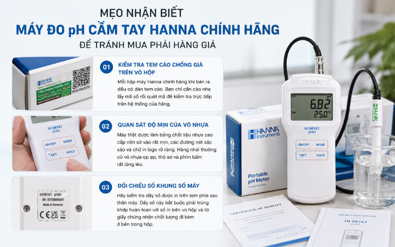 Mẹo nhận biết máy đo pH cầm tay Hanna chính hãng để tránh mua phải hàng giả