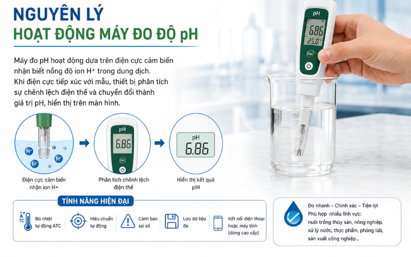 Nguyên lý hoạt động máy đo độ ph