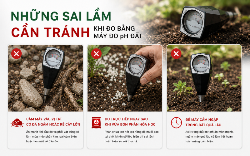 Những sai lầm cần tránh khi đo bằng máy đo ph đất