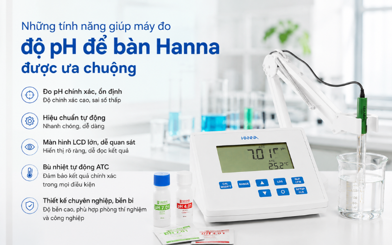 Những tính năng giúp máy đo độ pH để bàn hanna được ưa chuộng
