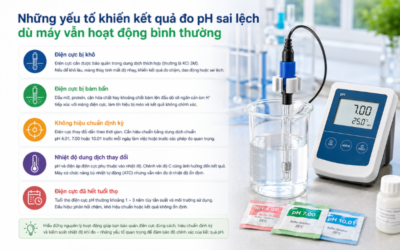 Những yếu tố khiến kết quả đo ph sai lệch dù máy vẫn hoạt động bình thường