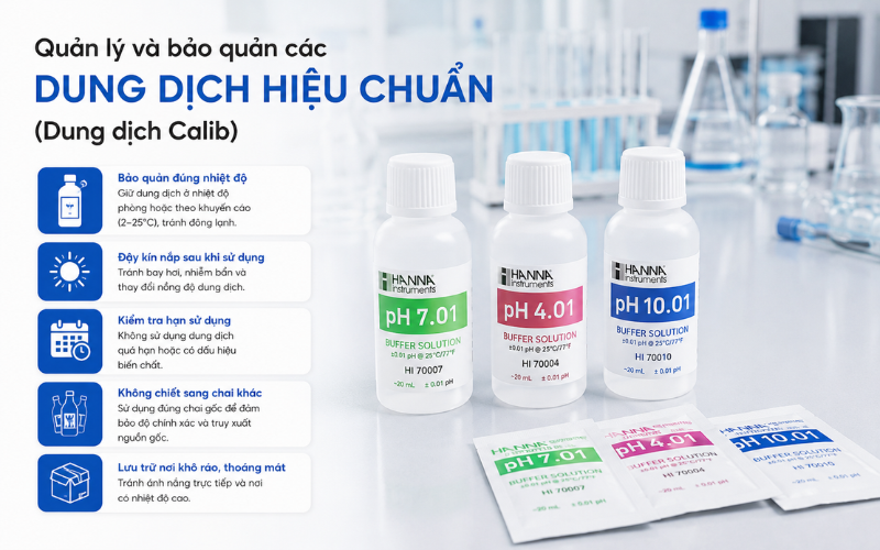 Quản lý và bảo quản các dung dịch hiệu chuẩn (Dung dịch Calib)