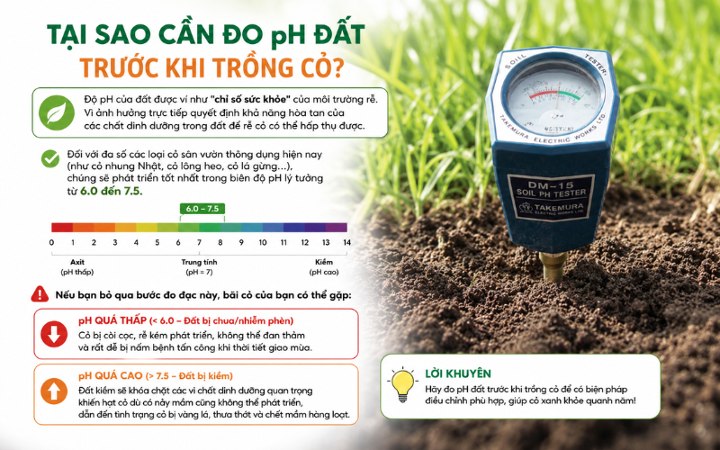 Tại sao cần đo pH đất trước khi trồng cỏ