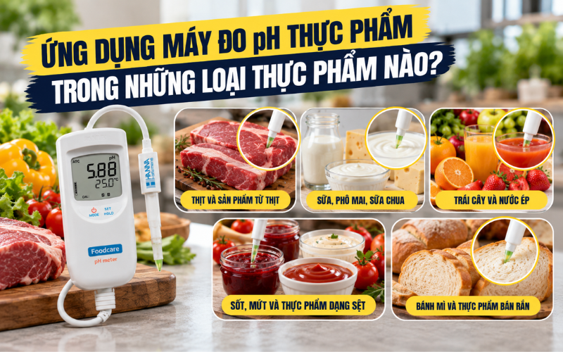 Ứng dụng máy đo pH thực phẩm trong những loại thực phẩm nào?