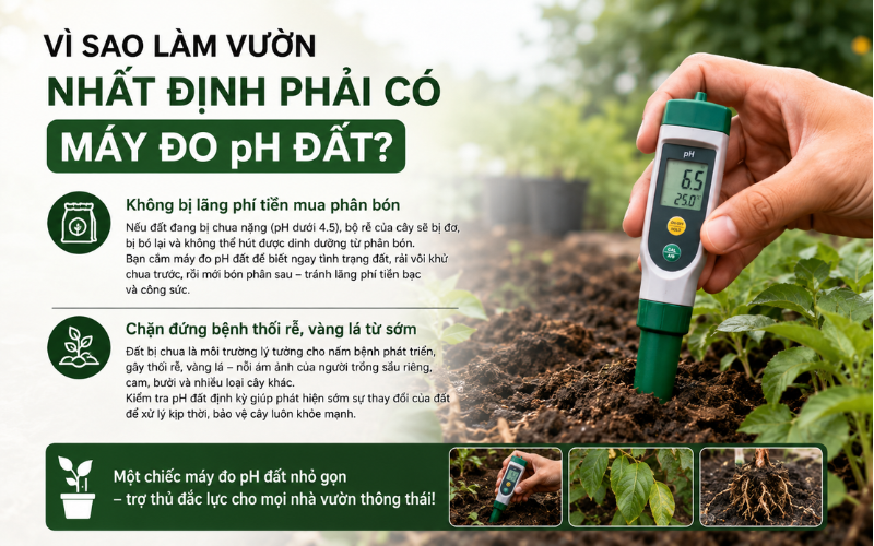Vì sao làm vườn nhất định phải có máy đo pH đất