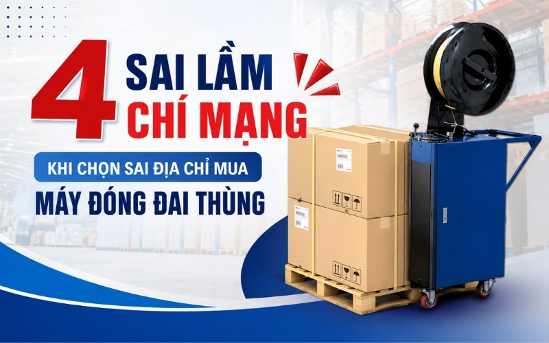 4 Sai lầm chí mạng khi chọn sai địa chỉ mua máy đóng đai thùng