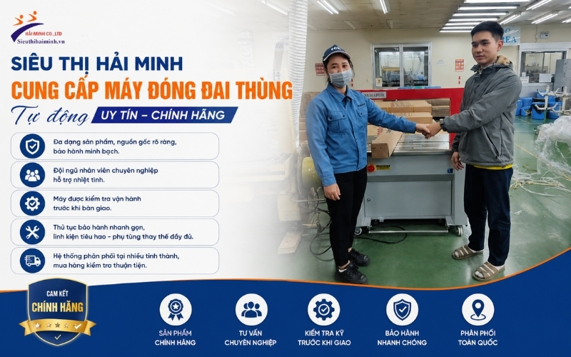 Địa chỉ cung cấp máy đóng đai thùng tự động uy tín, chính hãng