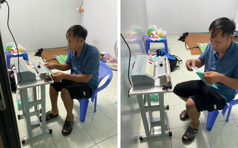 Kỹ thuật bàn giao Máy hàn túi đạp chân Yamafuji FRP-300 cho khách