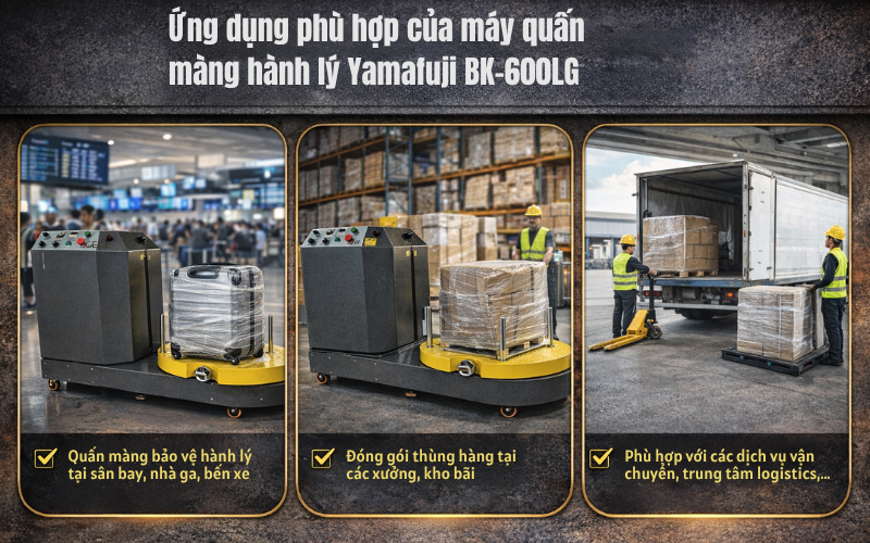 Ứng dụng phù hợp của máy quấn màng hành lý Yamafuji BK-600LG
