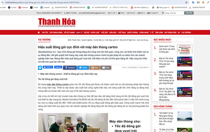 baothanhhoa.vn| Hiệu suất đóng gói cực đỉnh với máy dán thùng carton