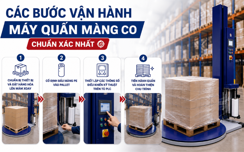Các bước vận hành máy quấn màng co chuẩn xác nhất